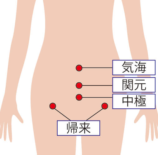 お腹のツボ・気海・関元・中極・帰来